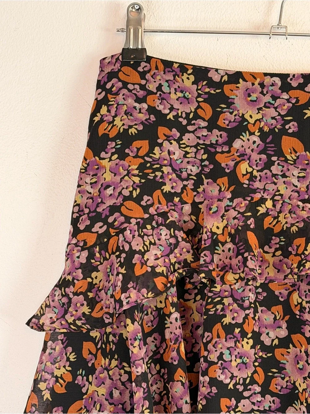 NEW LAUREN Ralph Lauren Floral Ruffle Trim Tiered Georgette Skirt Women’s Size 0